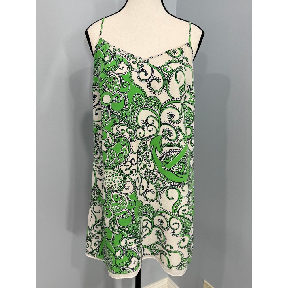 Lilly Pulitzer Dusk Silk Slip Dress Size M Go Go Green Shape Up or Ship Out